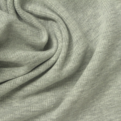 Grey Marl Rib Knit, Cotton-Poly, 280 gsm
