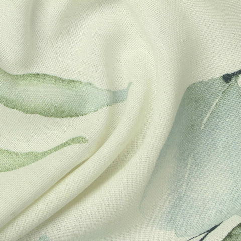 Light Green Leaves Woven, Viscose-Cotton
