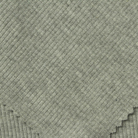 Polyester Cotton Stretch Rib Knit Fabric, 350 gsm — Grey