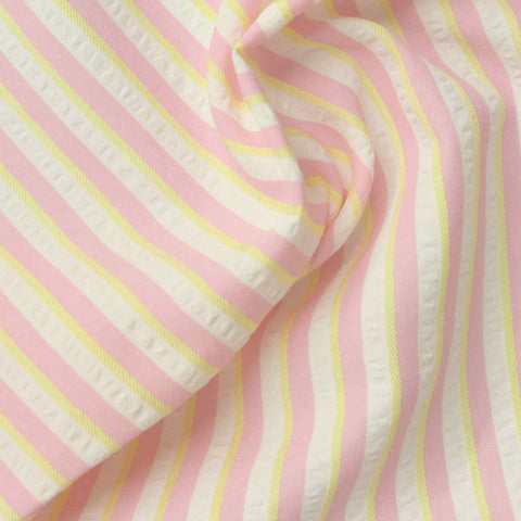 Pink Vertical-Stripe Crepe, Polyester