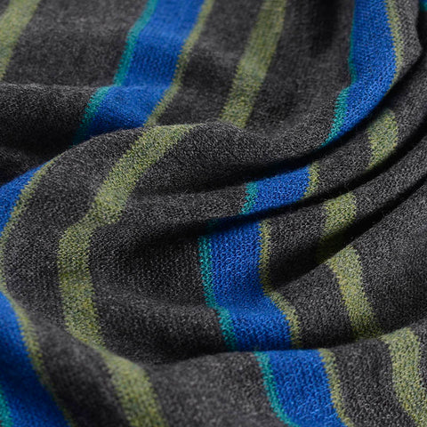 Blue Horizontal-Stripe Jersey Knit, Viscose-Acrylic