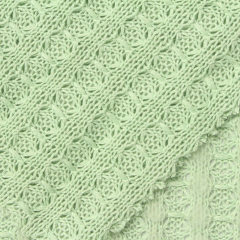 Light Green Textured Waffle Knit, Poly-Viscose