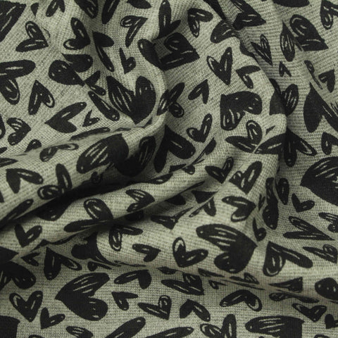 Black Hearts Ponte Knit, Poly-Viscose, 270 gsm, 160 cm, ref EF-273743
