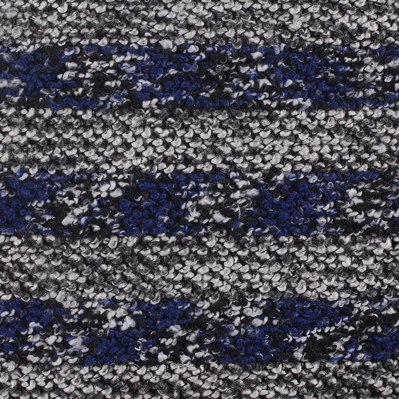 Blue Horizontal-Stripe Chunky Knit, Polyester, 484 gsm