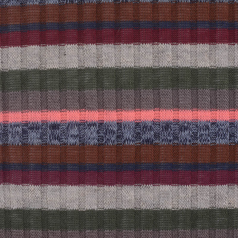 Brown Horizontal-Stripe Rib Knit, Polyester, 162 gsm