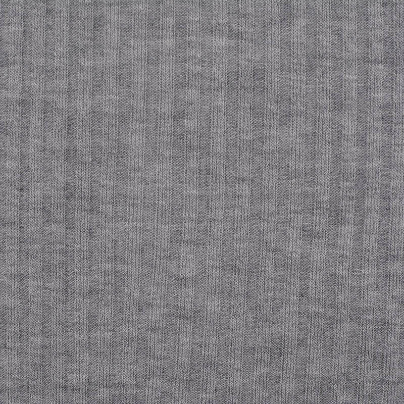 Viscose Acrylic Stretch Rib Knit Fabric, 161 gsm — Grey