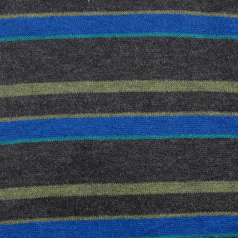 Blue Horizontal-Stripe Jersey Knit, Viscose-Acrylic