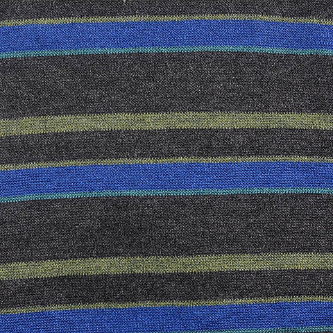 Blue Horizontal-Stripe Jersey Knit, Viscose-Acrylic
