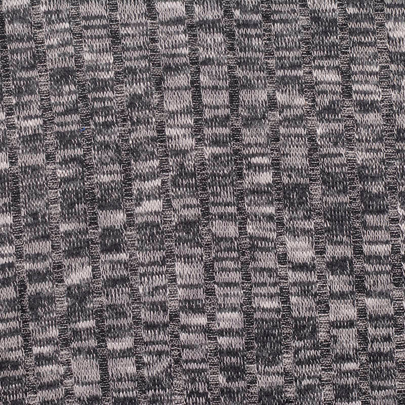 Dark Grey Heathered-Marl Rib Knit, Poly-Viscose, 181 gsm