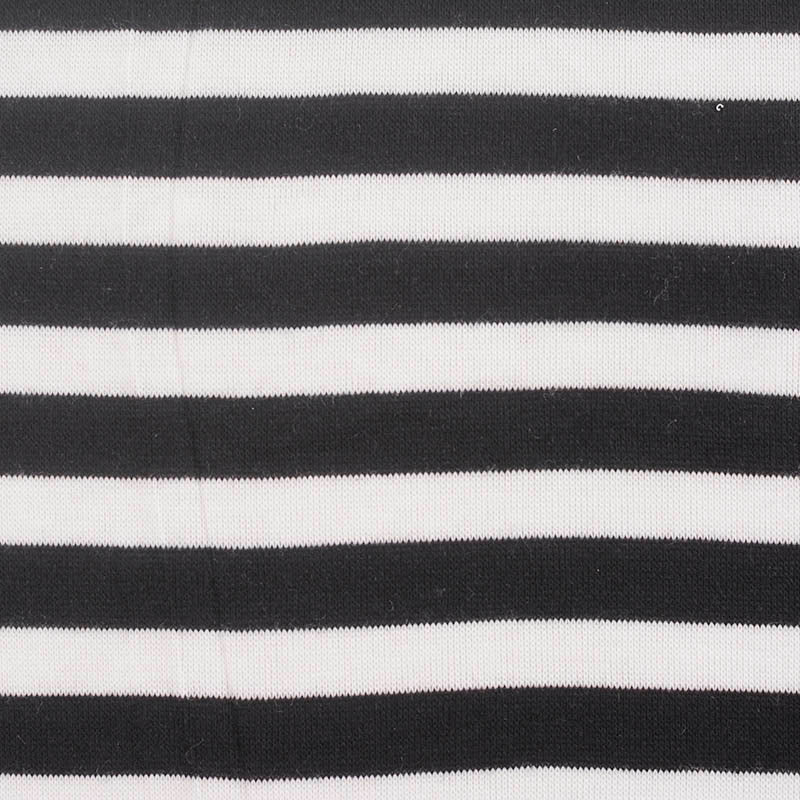 Black Horizontal-Stripe Jersey Knit, Poly-Viscose, 159 gsm