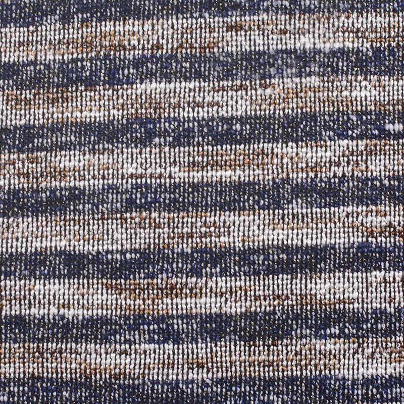 Dark Blue Horizontal-Stripe Chunky Knit, Poly-Viscose, 398 gsm