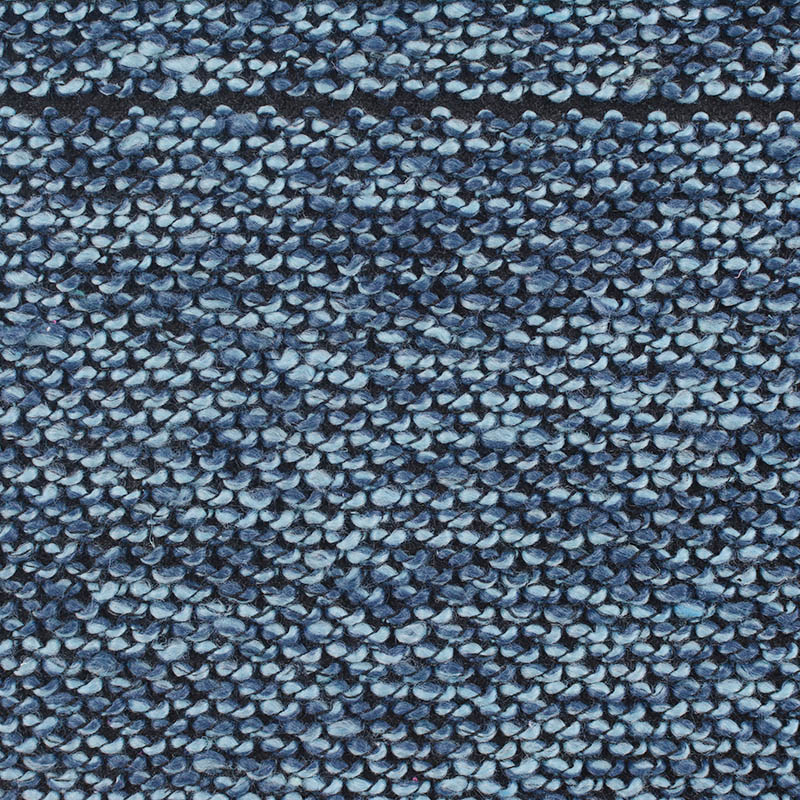 Dark Blue Horizontal-Stripe Chunky Knit, Polyester, 375 gsm