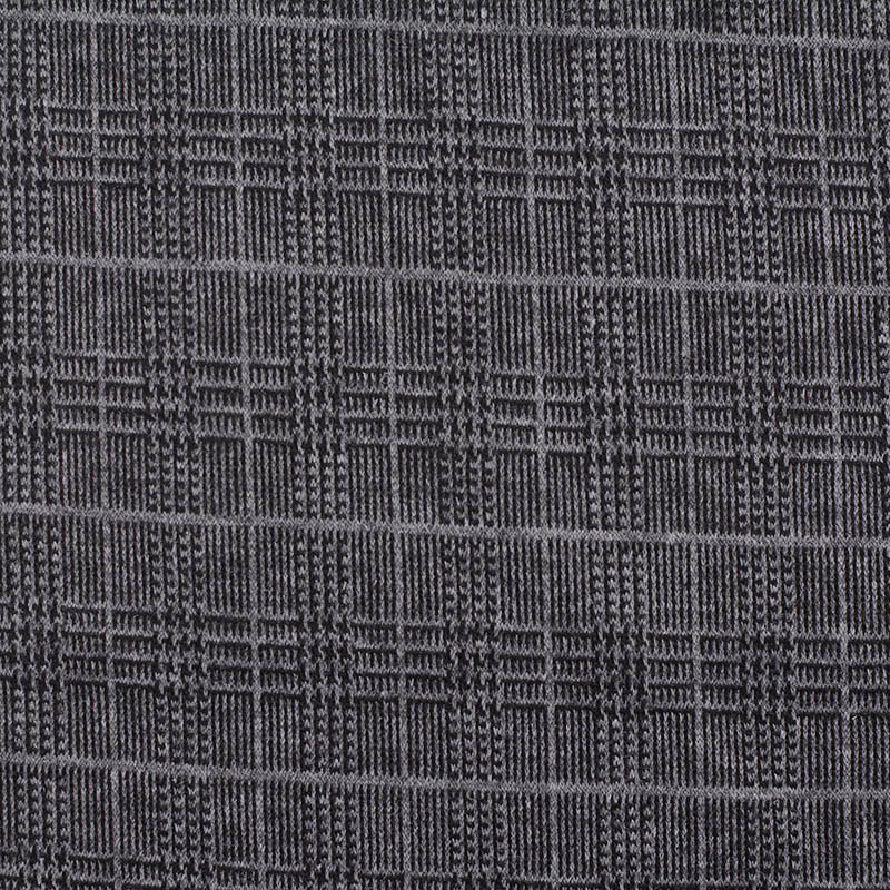 Grey Check Interlock Knit, Polyester, 276 gsm