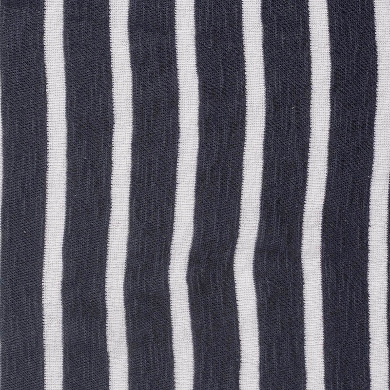 Charcoal Vertical-Stripe Rib Knit, Cotton-Poly