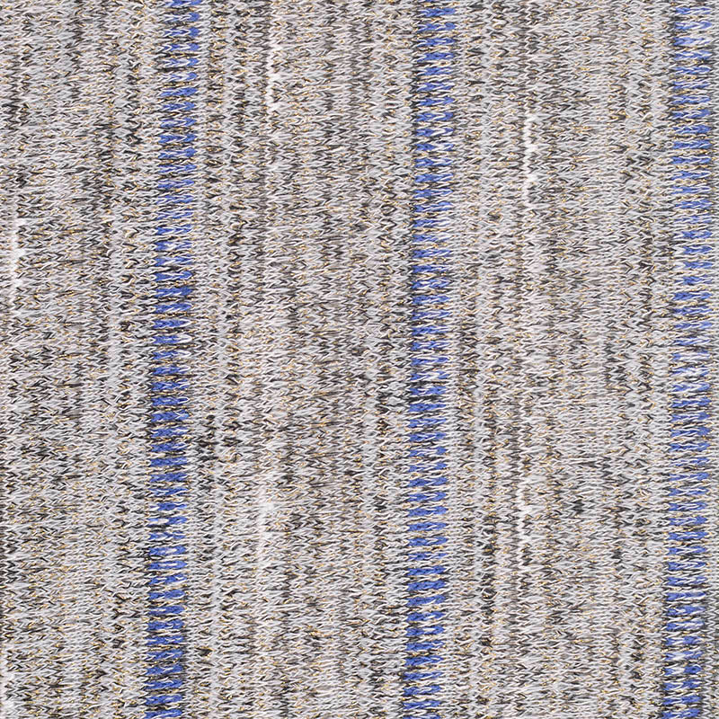 Blue Vertical-Stripe Chunky Knit, Poly-Viscose, 220 gsm