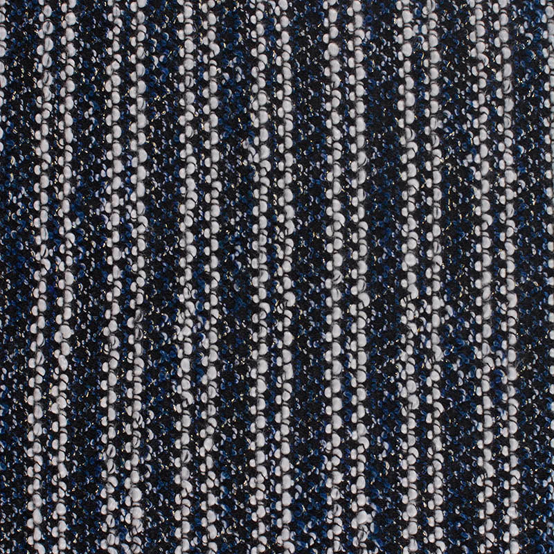 White Vertical-Stripe Chunky Knit, Polyester, 306 gsm