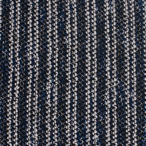 White Vertical-Stripe Chunky Knit, Polyester, 306 gsm