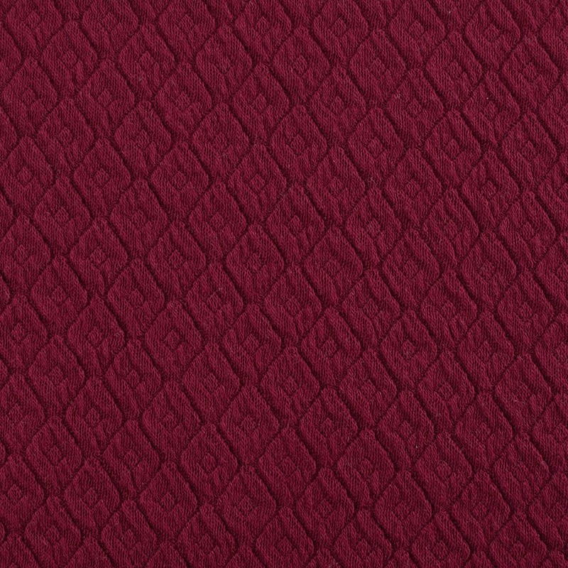 Deep Red Tone-on-Tone Diamond Interlock Knit, Cotton-Poly