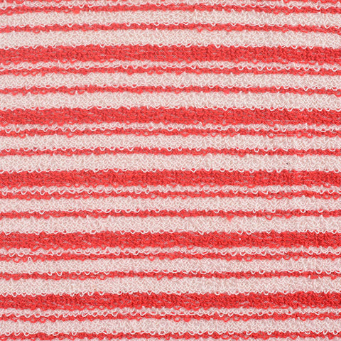 Red Horizontal-Stripe French Terry, Poly-Cotton, 282 gsm