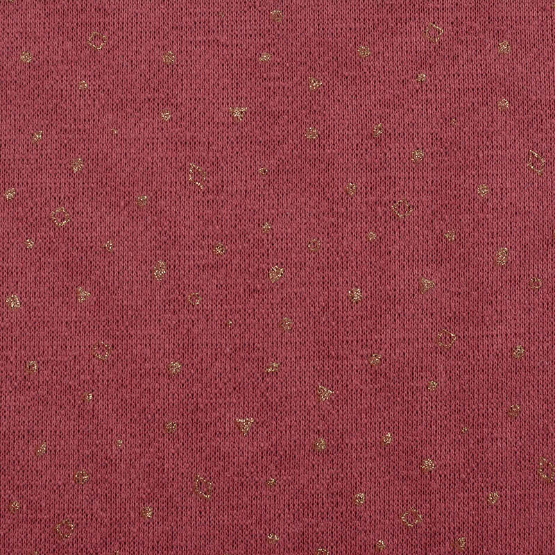 Gold Abstract-Fleck French Terry, Poly-Cotton