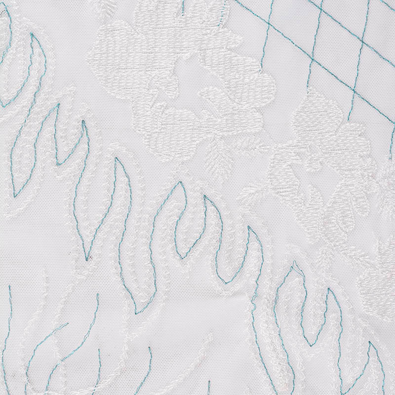 White Tone-on-Tone Floral Mesh, Polyester