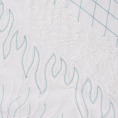 White Tone-on-Tone Floral Mesh, Polyester