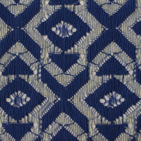 Blue Geometric-Diamond Lace, Cotton
