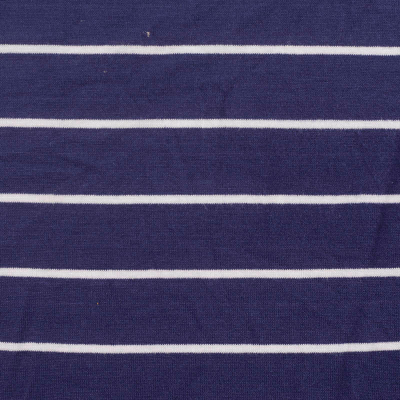 Navy Horizontal-Stripe Knit, Viscose, 185 gsm