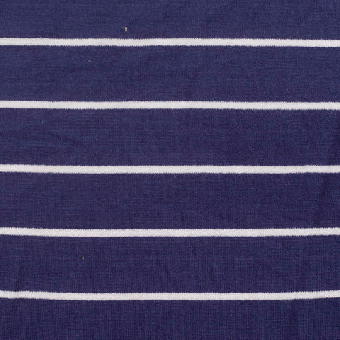 Navy Horizontal-Stripe Knit, Viscose, 185 gsm