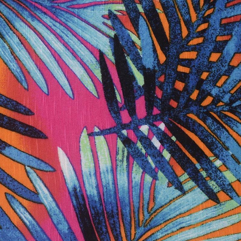 Blue Tropical-Palm Knit, Viscose
