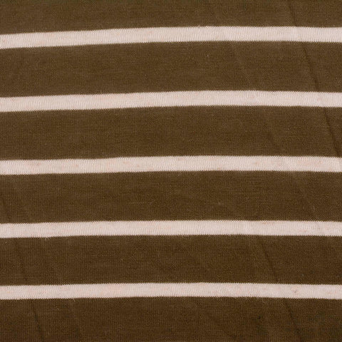 Olive Horizontal-Stripe Jersey Knit, Polyester