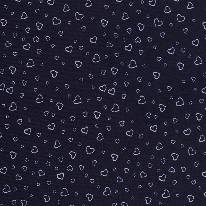 White Hearts Knit, Polyester, 230 gsm