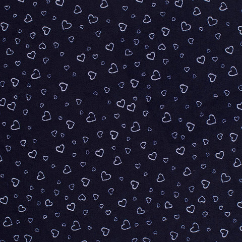 White Hearts Knit, Polyester, 230 gsm