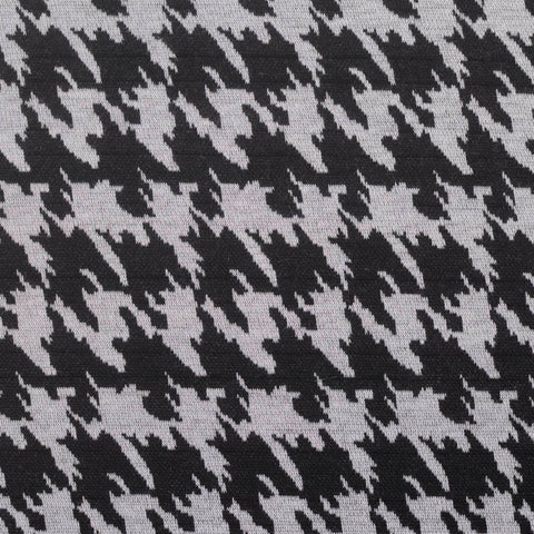 Black Houndstooth Interlock Knit, Polyester, 227 gsm