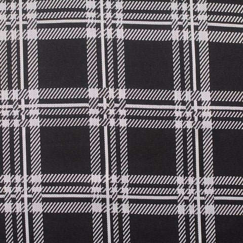 Black Bold-Plaid Interlock Knit, Polyester, 143 gsm