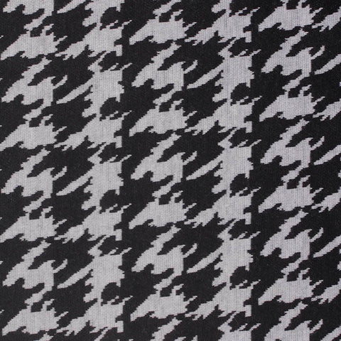 Black Houndstooth Interlock Knit, Polyester, 226 gsm