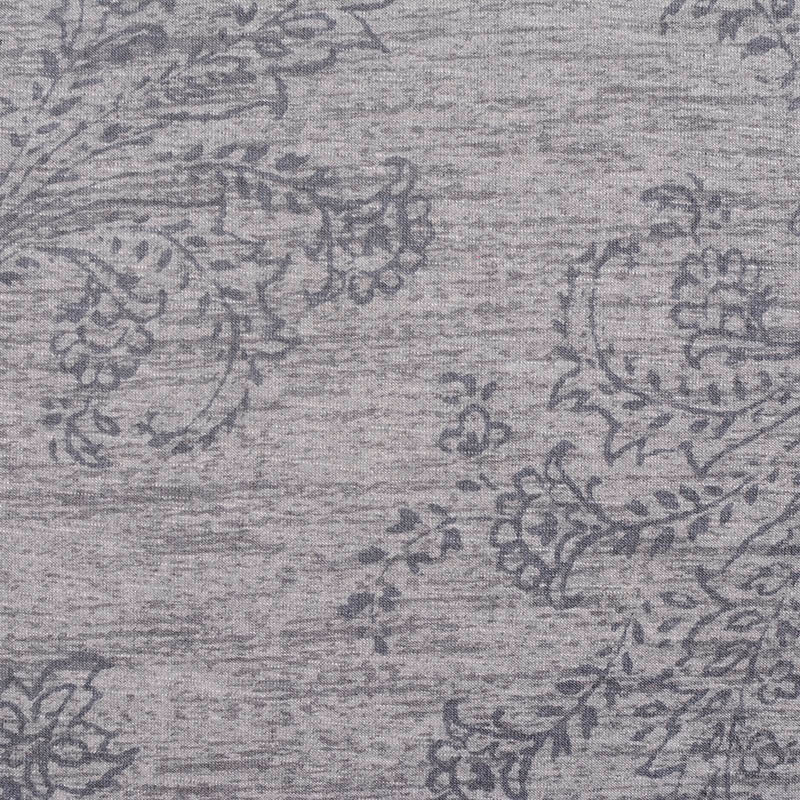 Grey Tone-on-Tone Floral Jersey Knit, Viscose