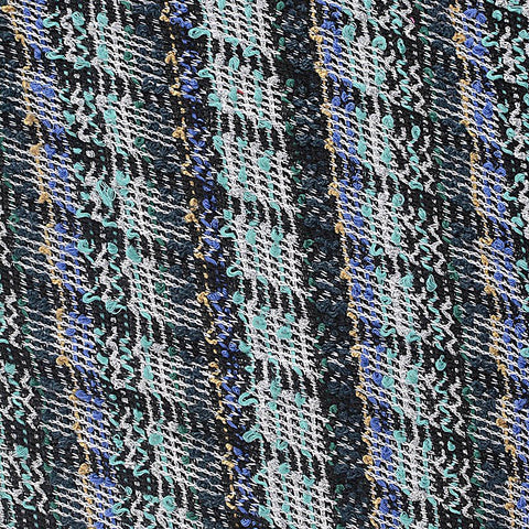 Black Textured-Plaid Interlock Knit, Polyester