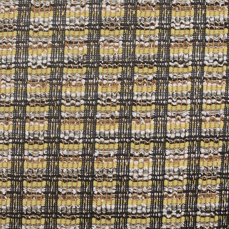 Yellow Bold-Plaid Interlock Knit, Poly-Cotton