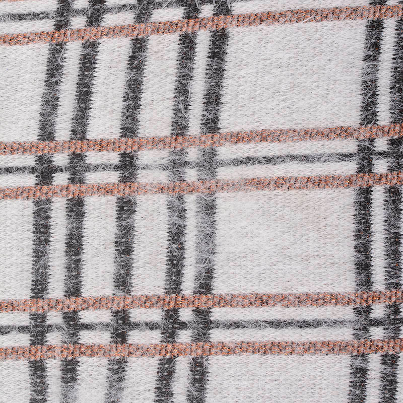 Off-White Plaid Interlock Knit, Nylon-Poly