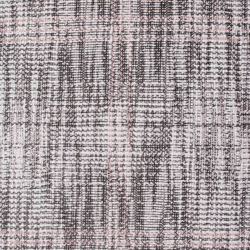 Black Irregular-Plaid Interlock Knit, Poly-Cotton, 270 gsm