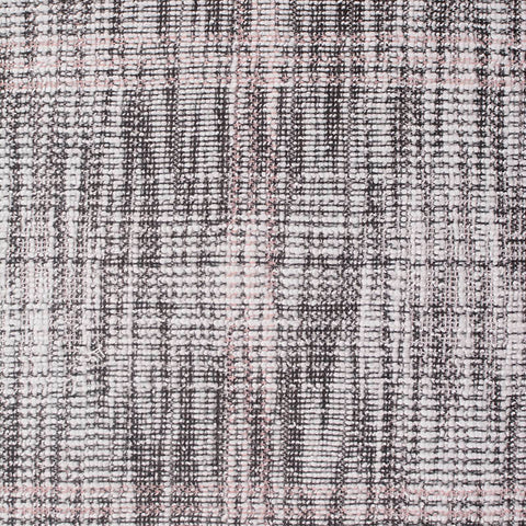 Black Irregular-Plaid Interlock Knit, Poly-Cotton, 270 gsm