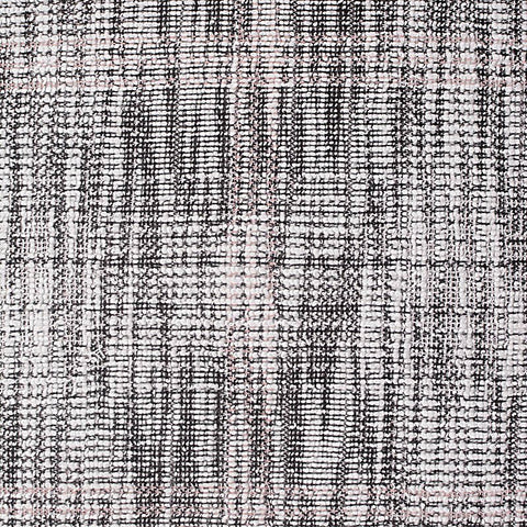Black Irregular-Plaid Interlock Knit, Poly-Cotton, 270 gsm