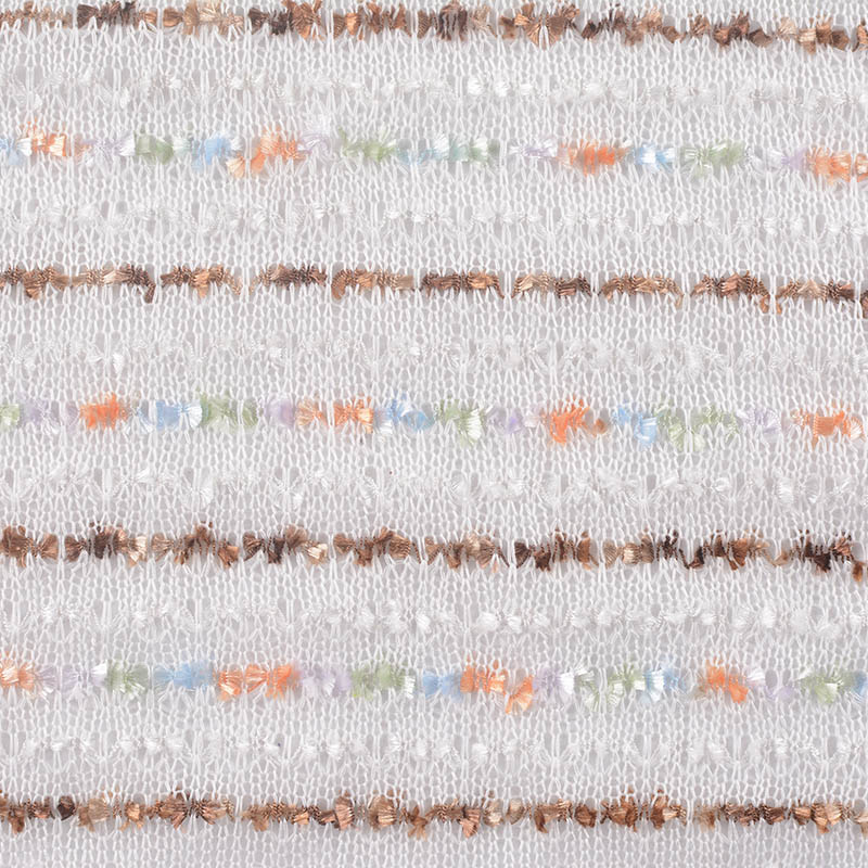 Brown Horizontal-Stripe Chunky Knit, Poly-Viscose, 149 gsm