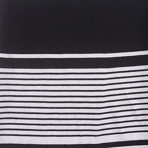 Black Horizontal-Stripe Jersey Knit, Cotton-Modal, 135 gsm
