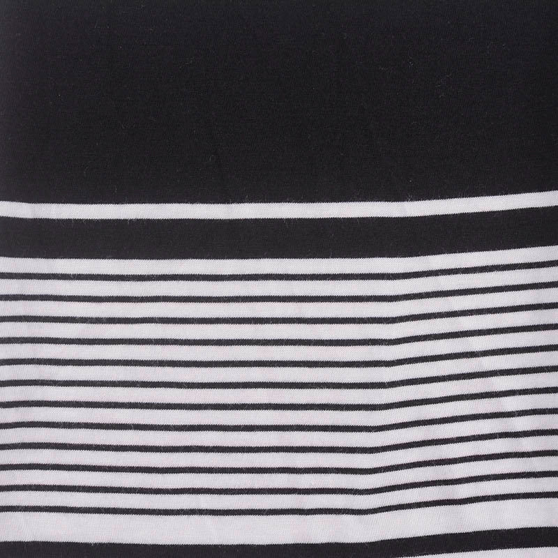Black Horizontal-Stripe Jersey Knit, Cotton-Modal, 135 gsm