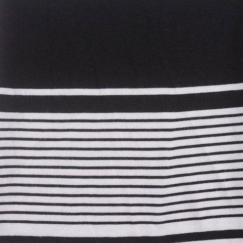 Black Horizontal-Stripe Jersey Knit, Cotton-Modal, 135 gsm