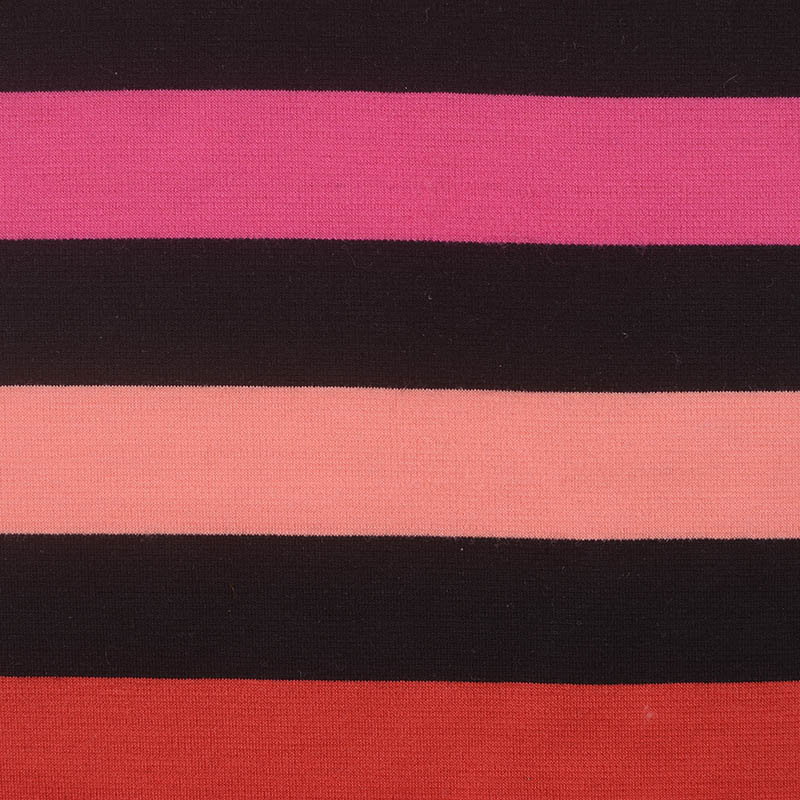 Black Horizontal-Stripe Ponte Knit, 283 gsm