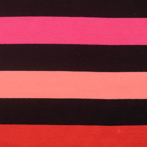 Black Horizontal-Stripe Ponte Knit, 283 gsm