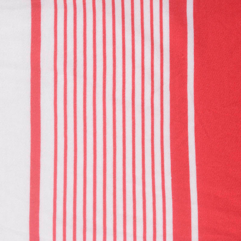 Red Vertical-Stripe Jersey Knit, Cotton-Modal